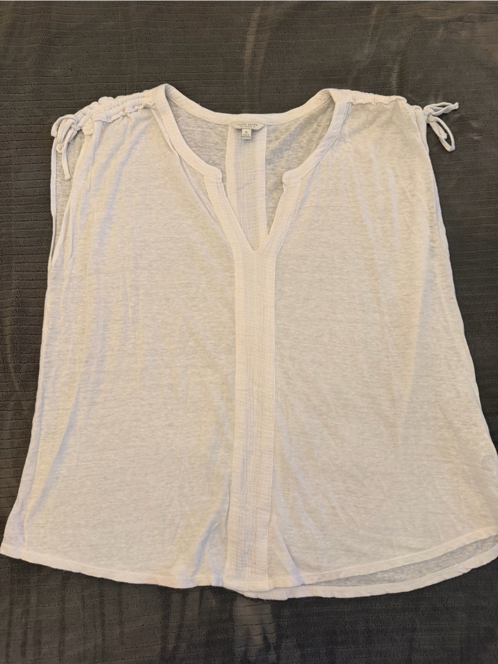Lucky Brand Ivory Dolman Sleeve Drawstring Top Size 1X